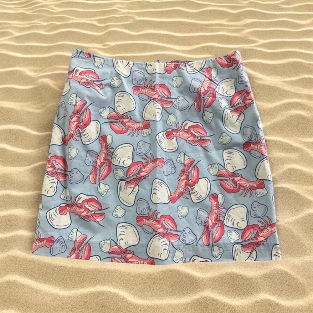 Vineyard Vines Blue and Pink Lobster Print Skirt